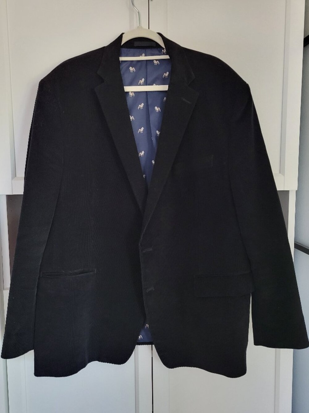 Lauren Ralph Lauren Men's 48R Corduroy Black Blazer Brown Elbow Patches